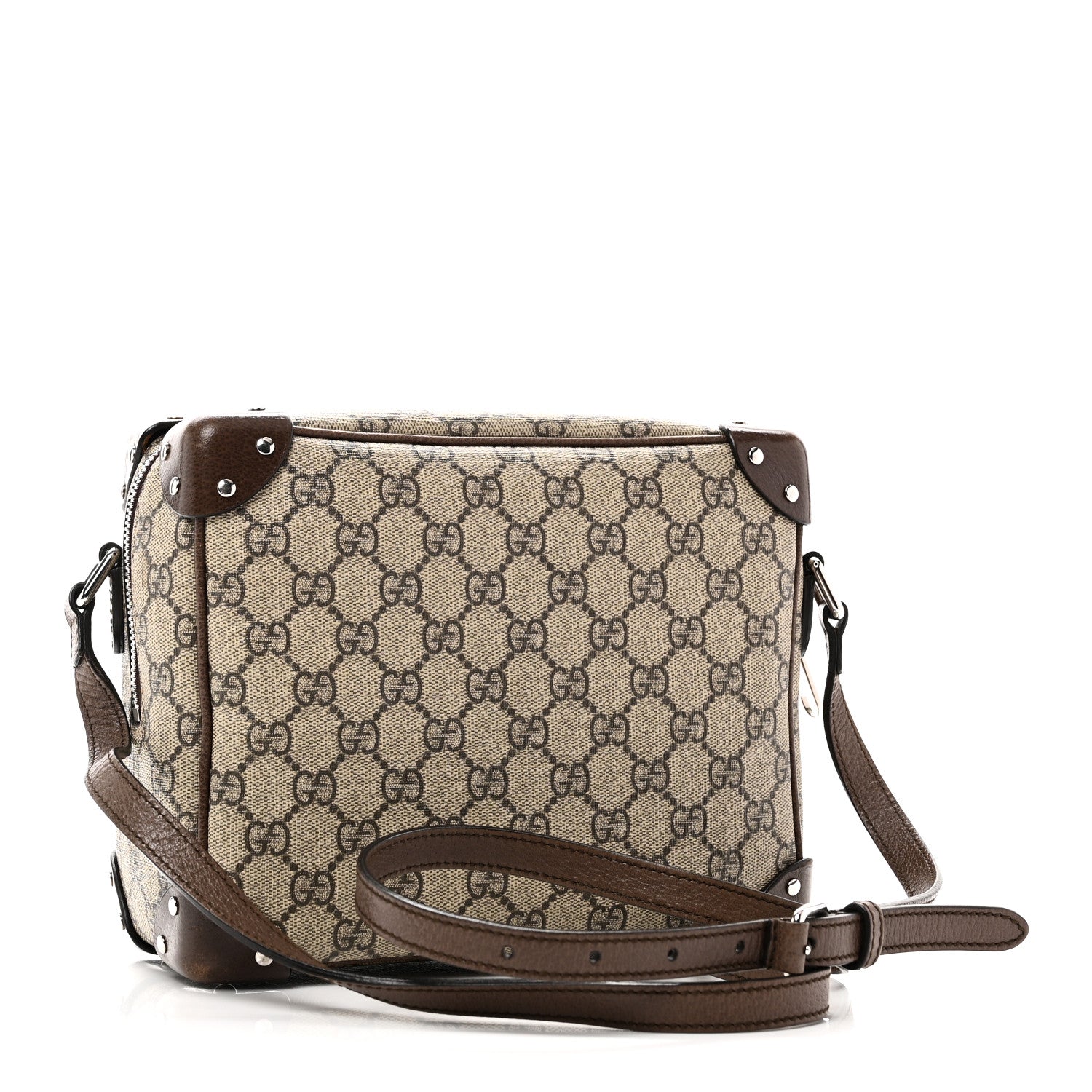 GG Supreme Monogram Textured Calfskin Square Messenger Bag Beige Ebony New Acero