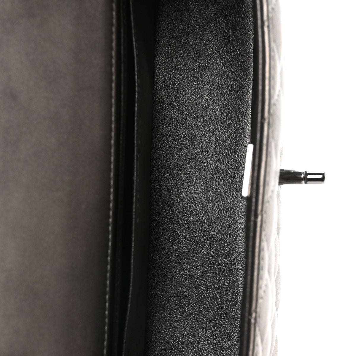 Metallic Lambskin Quilted Mini Rectangular Flap Silver