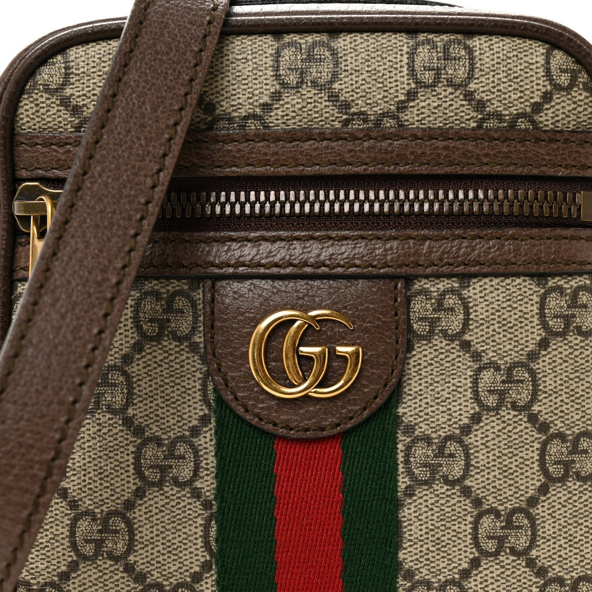 GG Supreme Monogram Web Mini Ophidia Messenger Brown