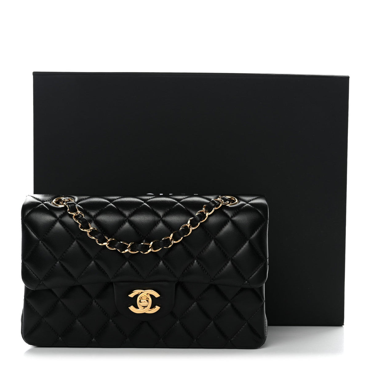 Lambskin Quilted Small Double Flap Black