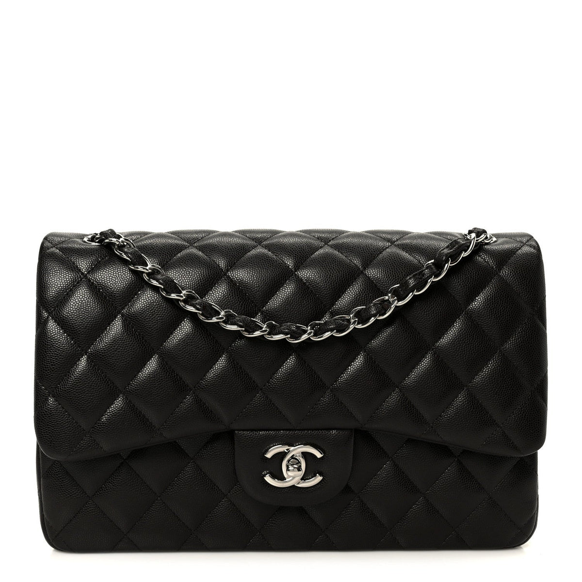 Caviar Quilted Jumbo Double Flap Dark Brown