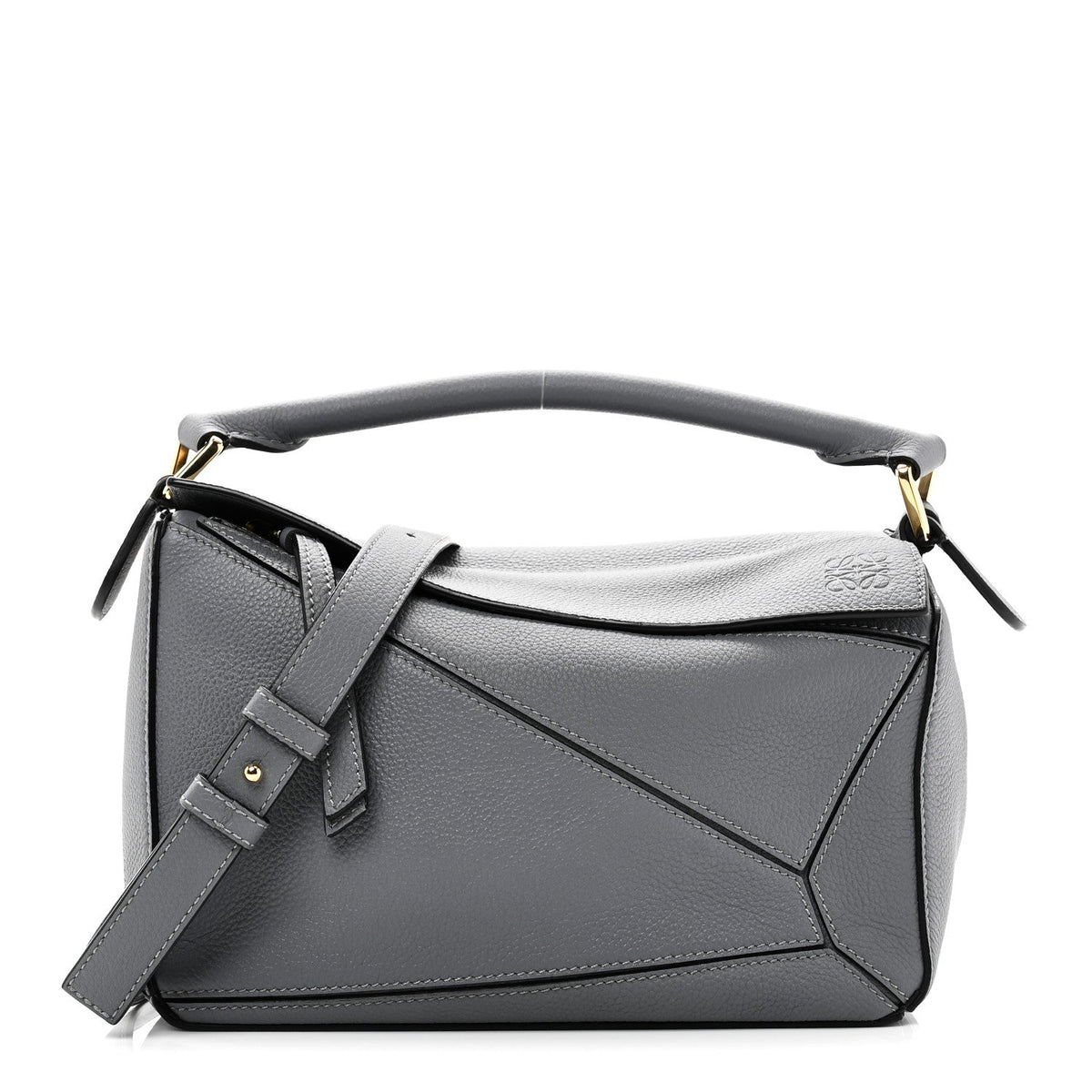 Soft Grained Calfskin Small Puzzle Bag Asphalt Grey