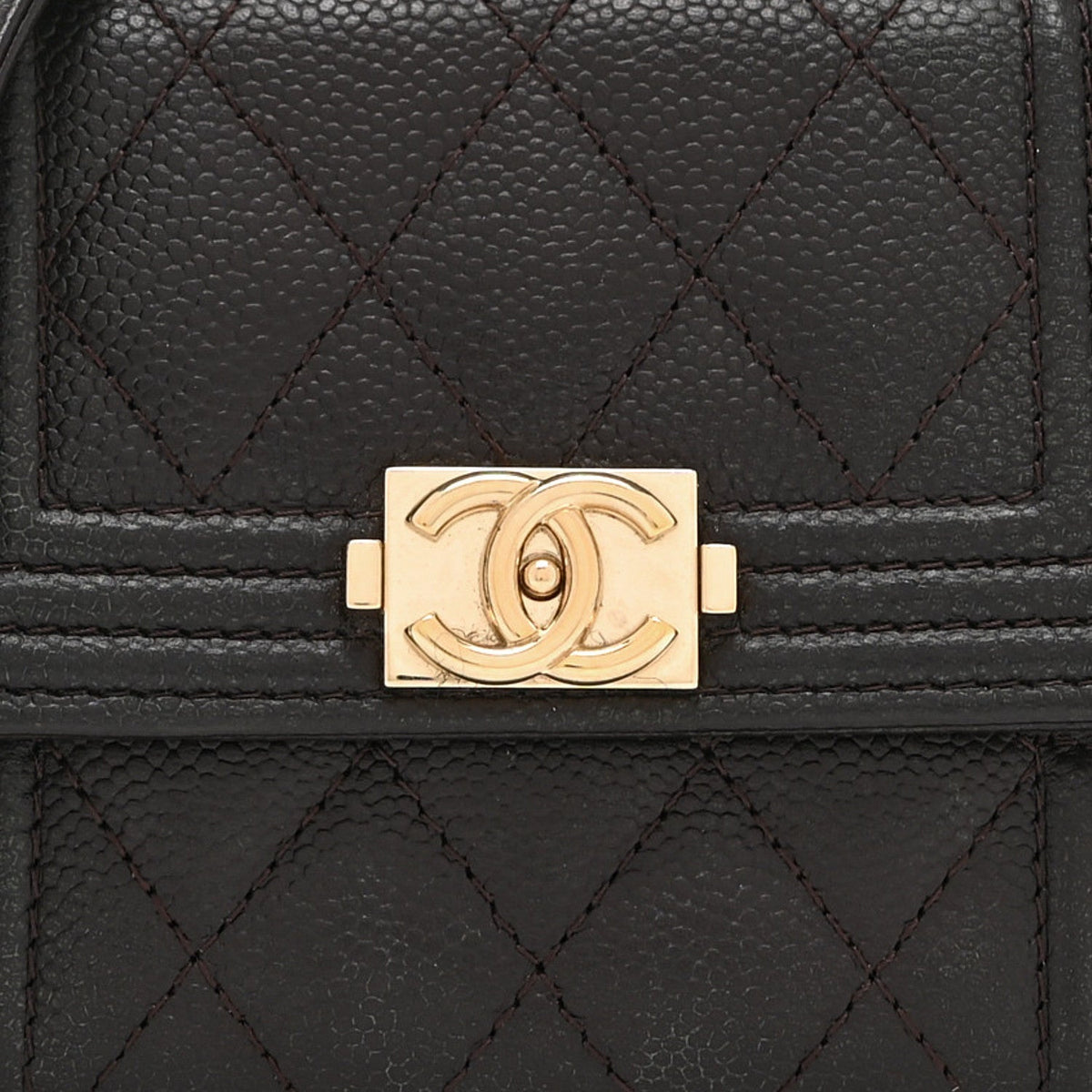 Caviar Quilted Boy Card Holder On Chain Black