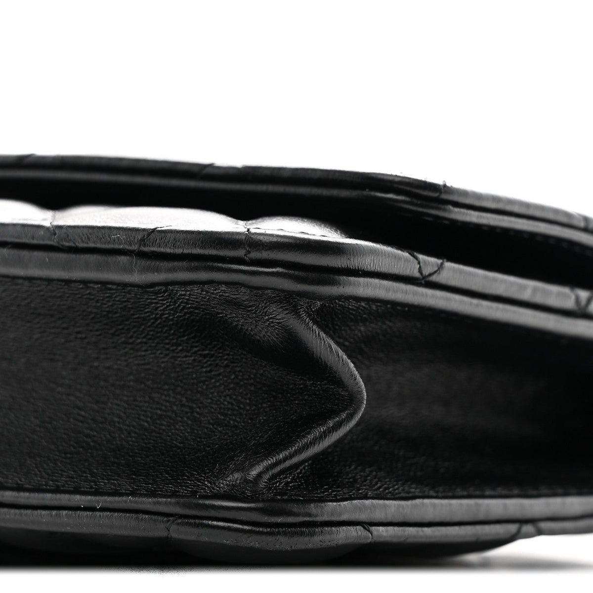 Lambskin Resin Quilted Wallet On Chain WOC Black