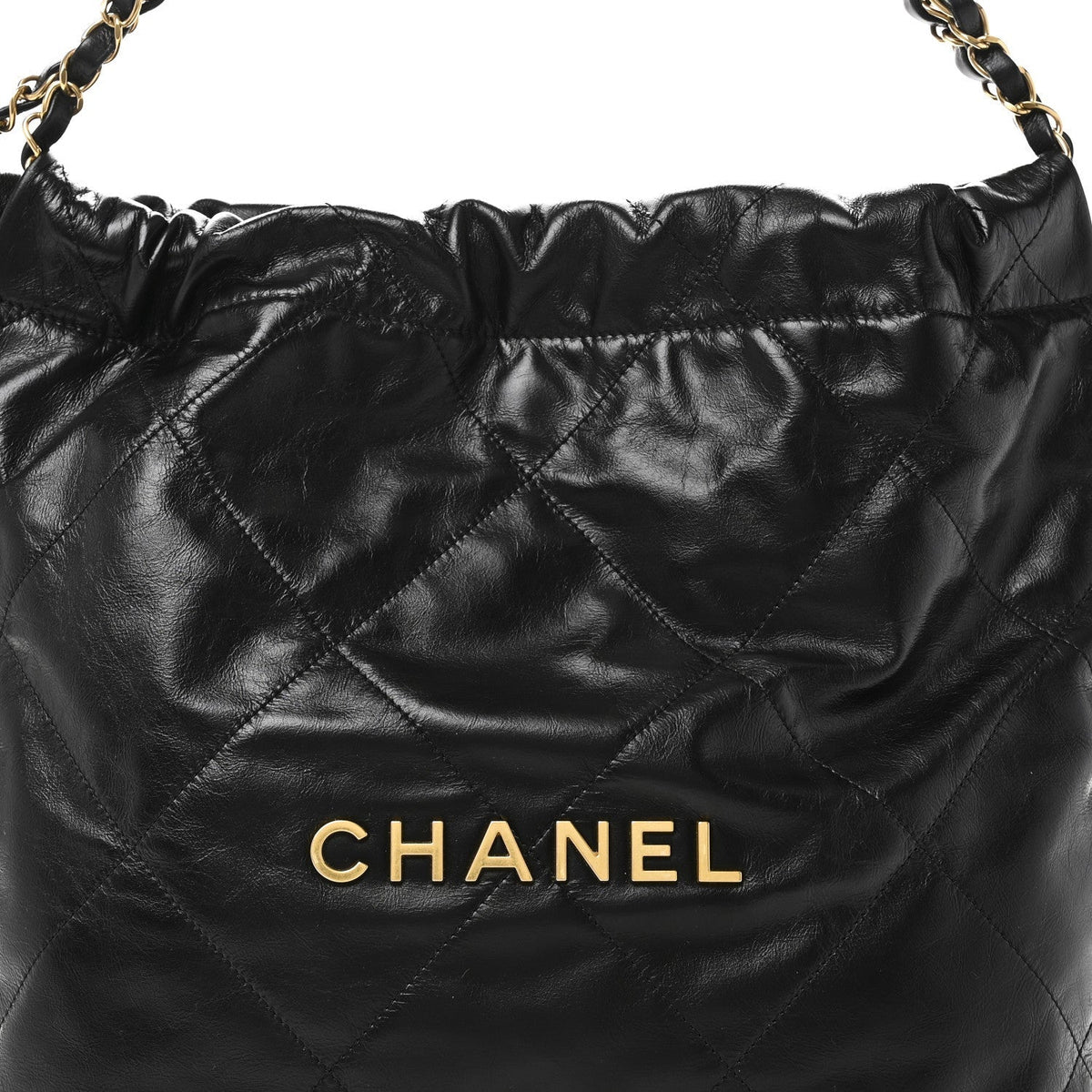Shiny Calfskin Quilted Small Chanel 22 Black