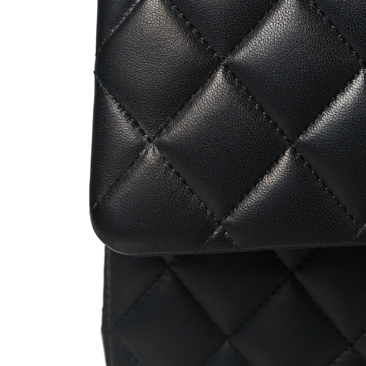 Lambskin Quilted Medium Double Flap Black