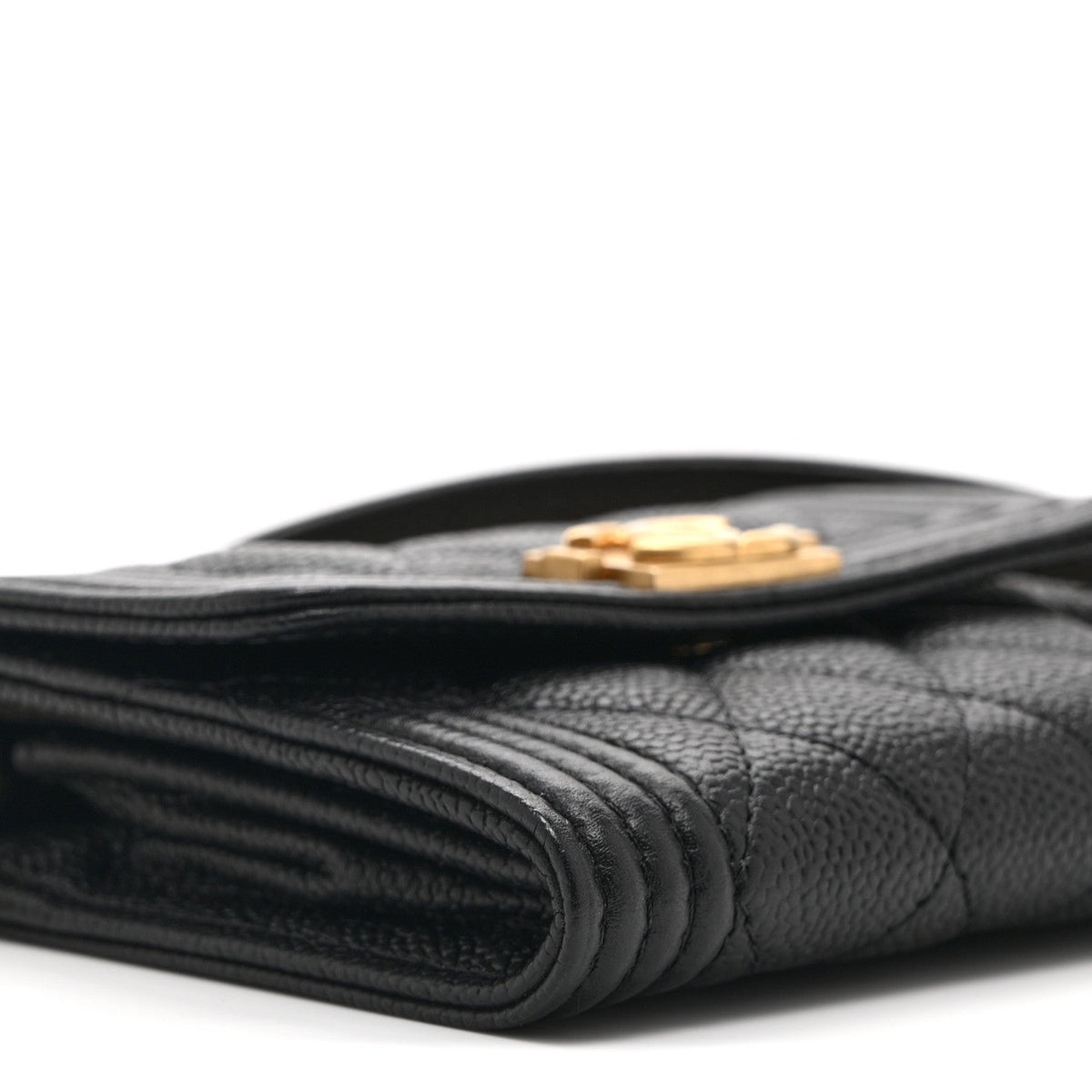 Caviar Quilted Boy Card Holder On Chain Black