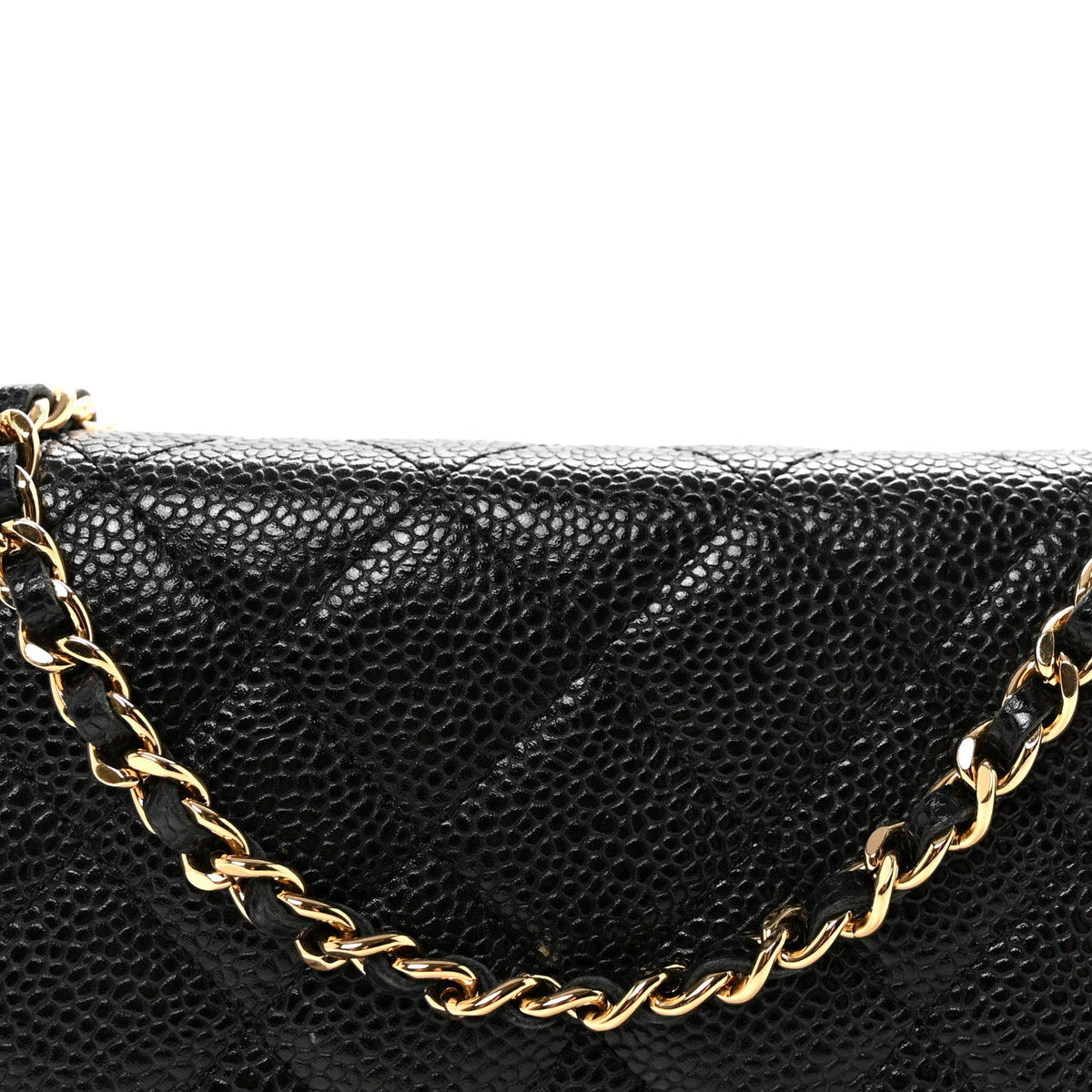 Caviar Quilted Wallet on Chain WOC Black