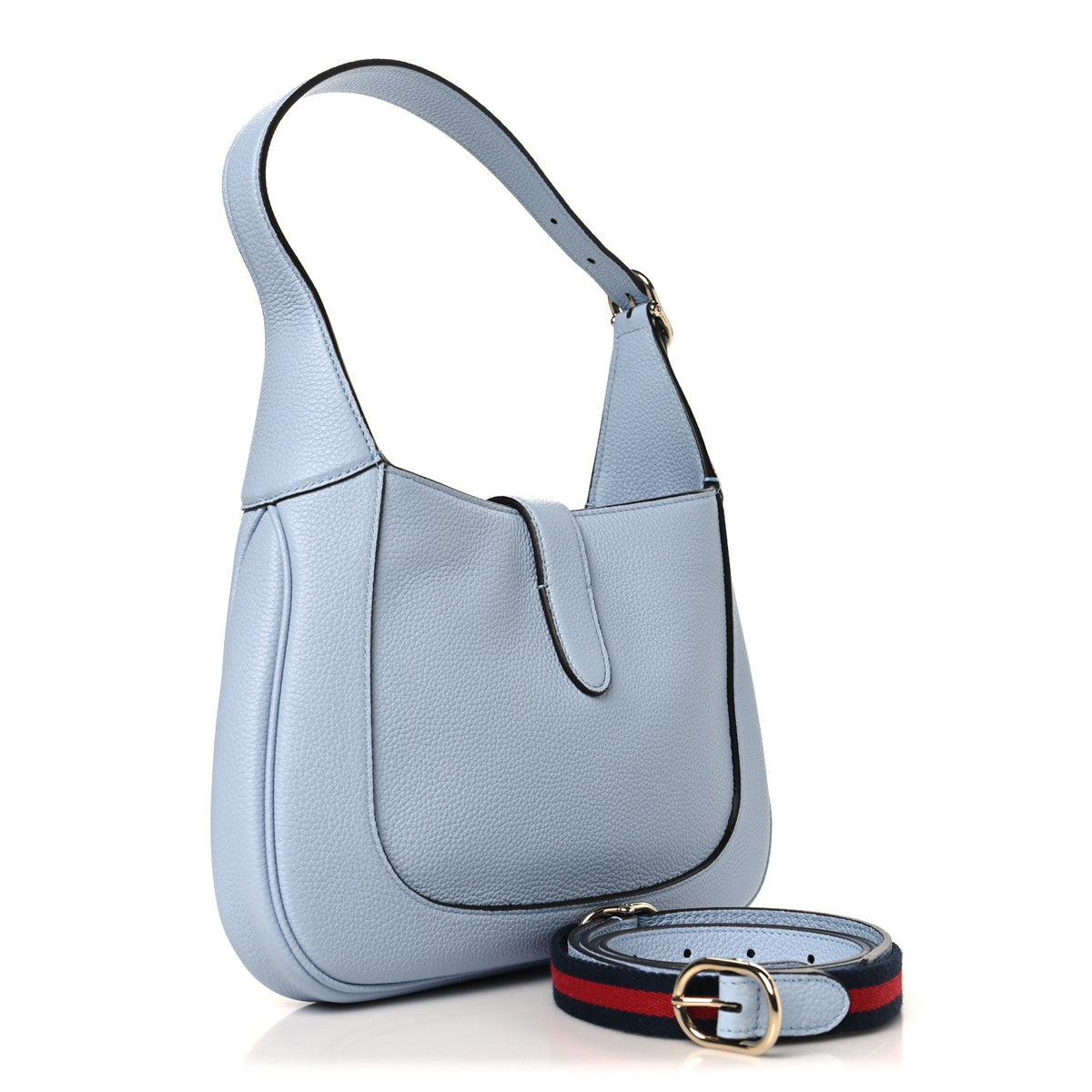Grained Calfskin Web Medium Jackie 1961 Hobo Light Blue