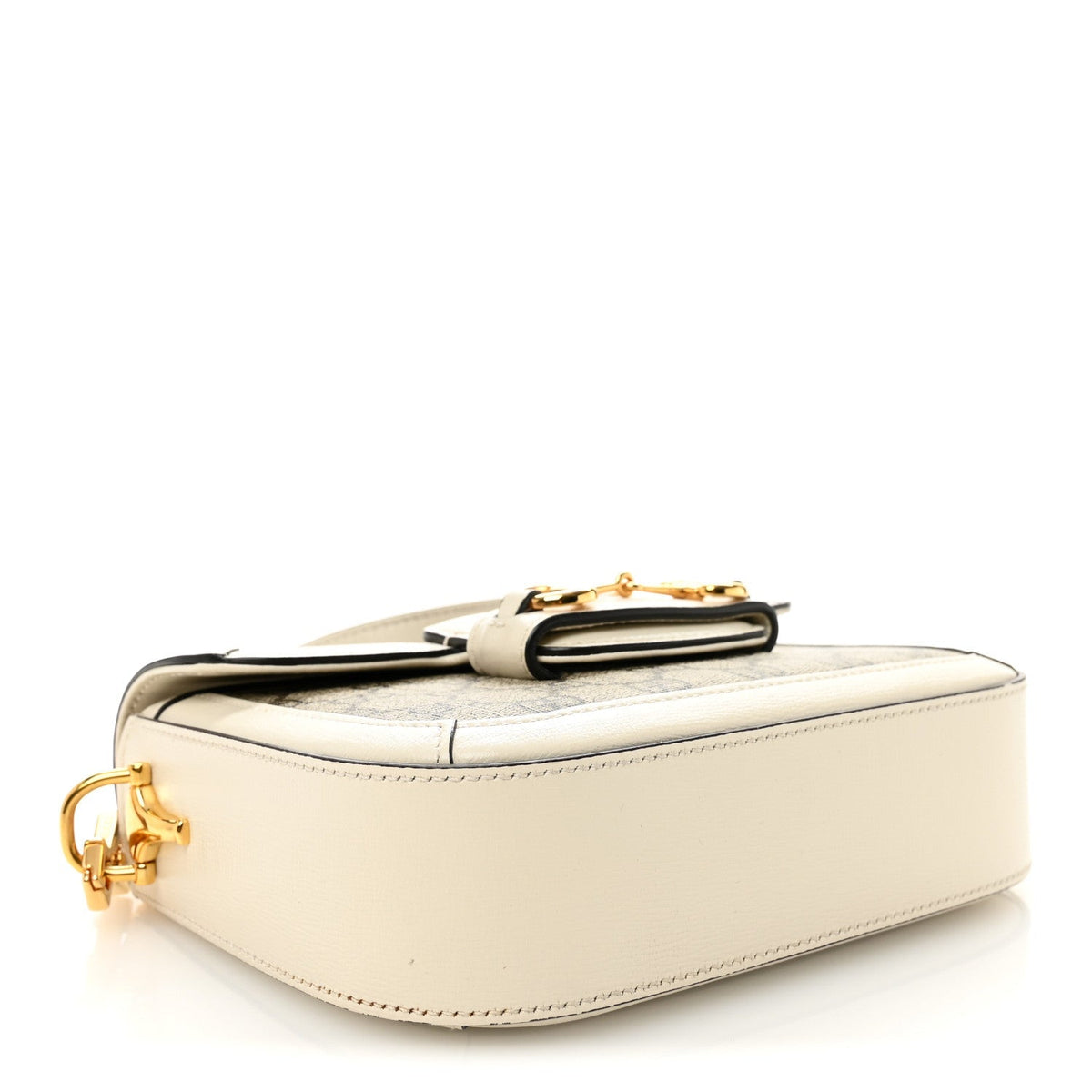 GG Supreme Monogram Web Mini Horsebit 1955 Shoulder Bag Beige Mystic White
