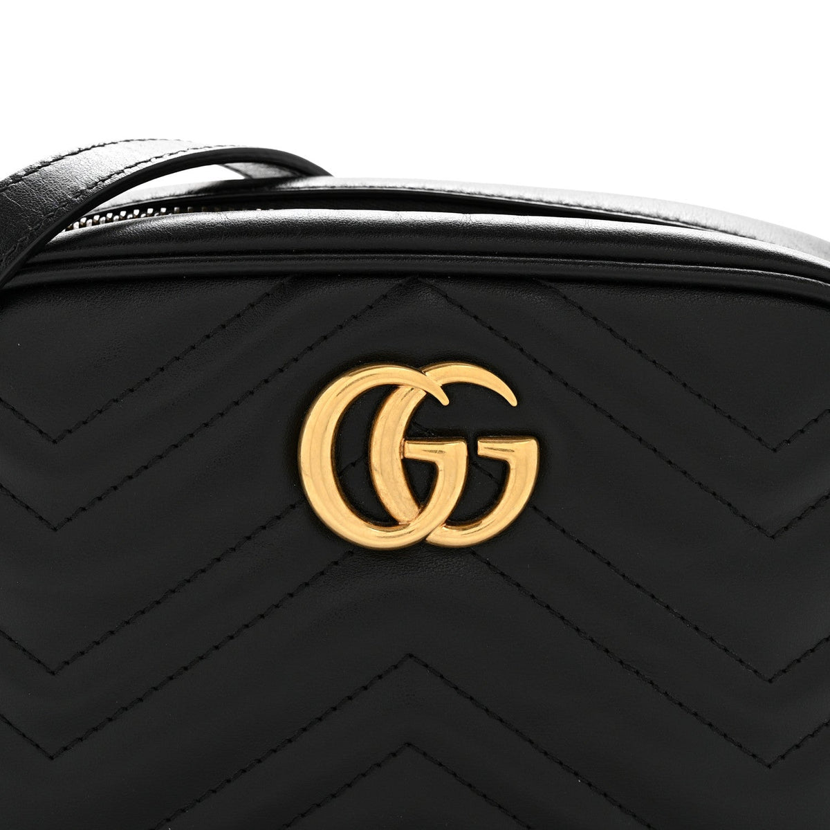 Calfskin Matelasse Mini GG Marmont Chain Shoulder Bag Black