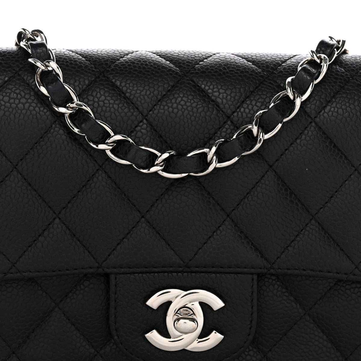 Caviar Quilted Mini Square Flap Black