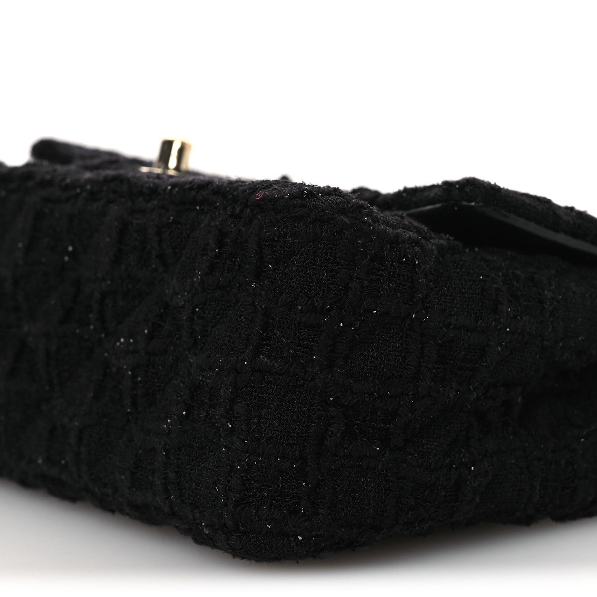 Tweed Quilted Mini Rectangular Flap Black