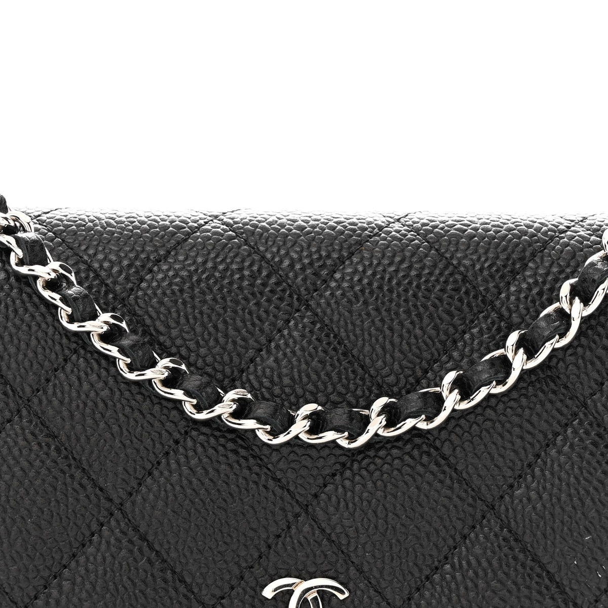 Caviar Quilted Wallet on Chain WOC Black