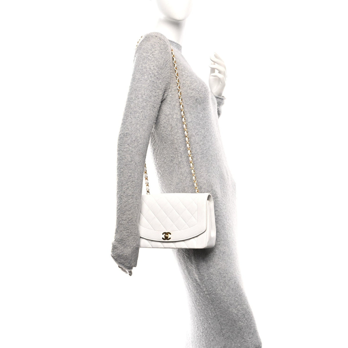 Caviar Quilted Medium Single Flap White