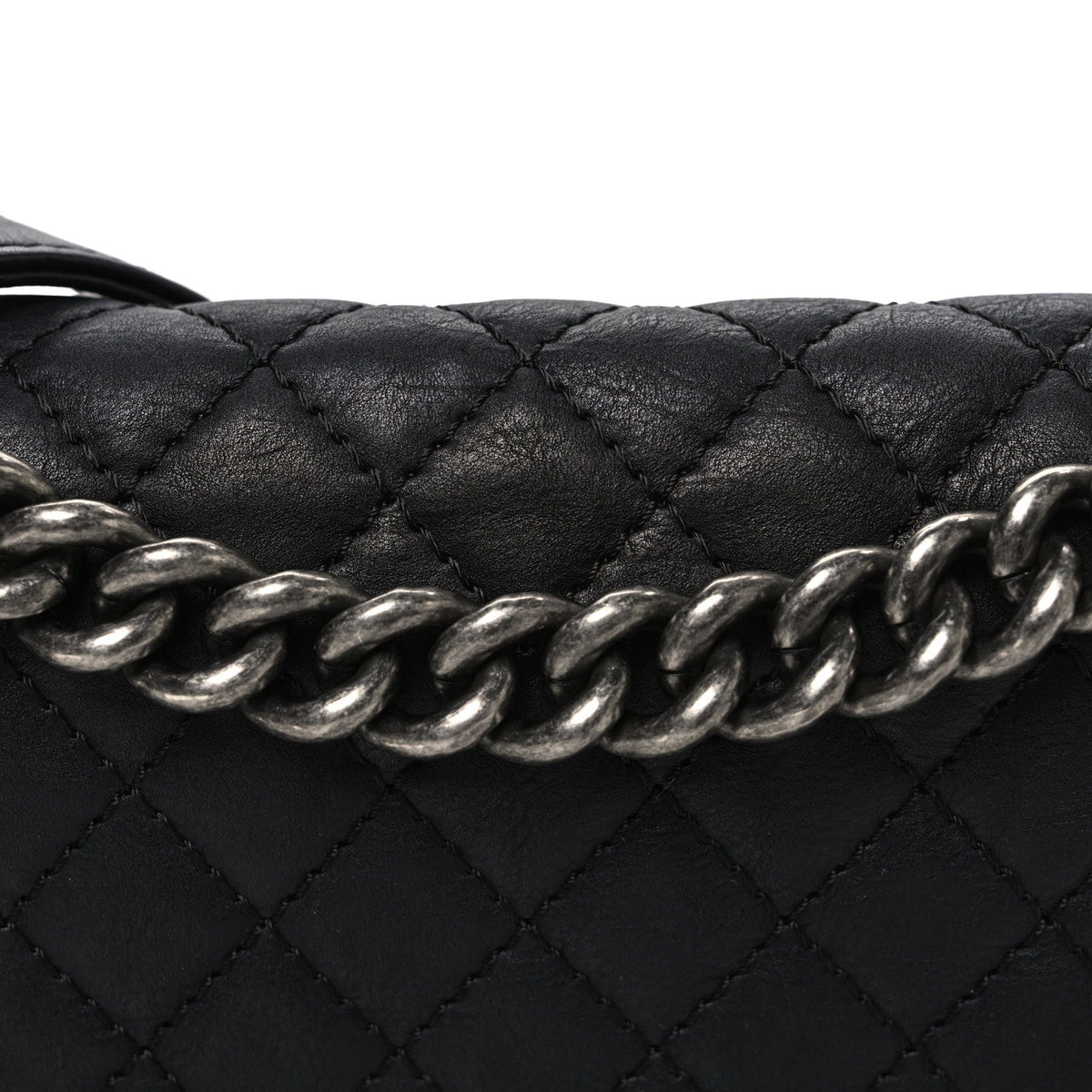 Calfskin Quilted Metal Embellished Paris Dallas Medium Boy Flap Black