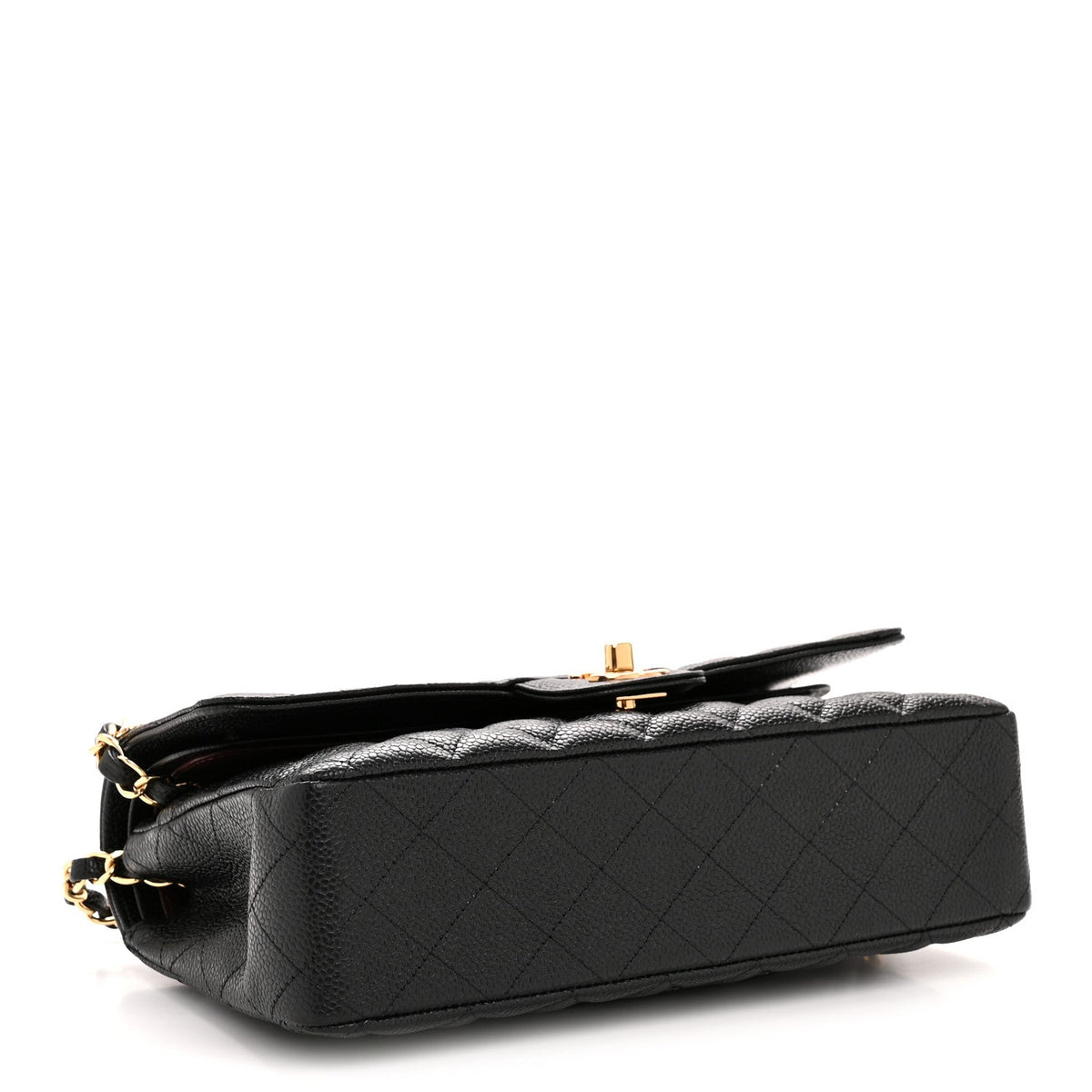 Caviar Quilted Medium Double Flap Black