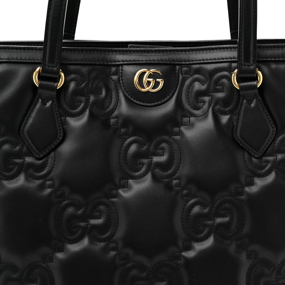 Calfskin GG Matelasse Medium Ophidia Shopping Tote Black