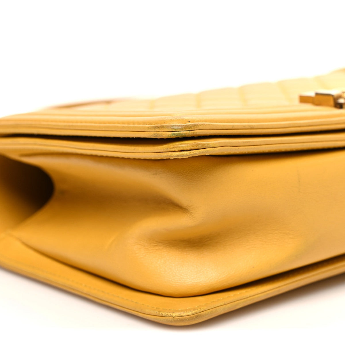 Lambskin Quilted Medium Boy Flap Yellow