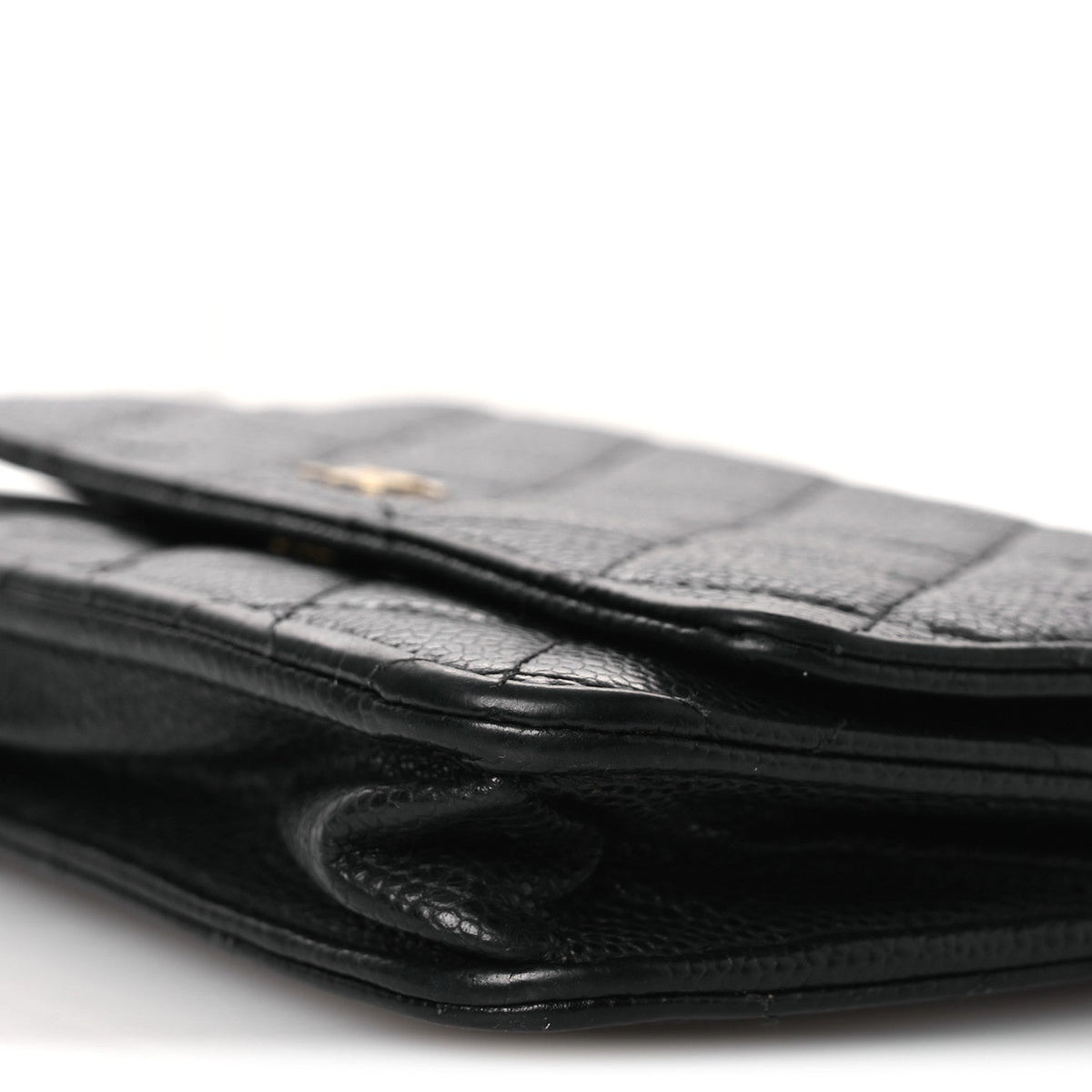 Caviar Quilted Wallet on Chain WOC Black