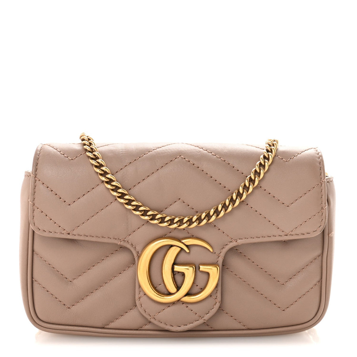 Calfskin Matelasse Super Mini GG Marmont Shoulder Bag Porcelain Rose