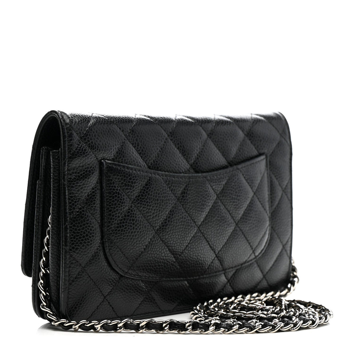 Caviar Quilted Wallet on Chain WOC Black