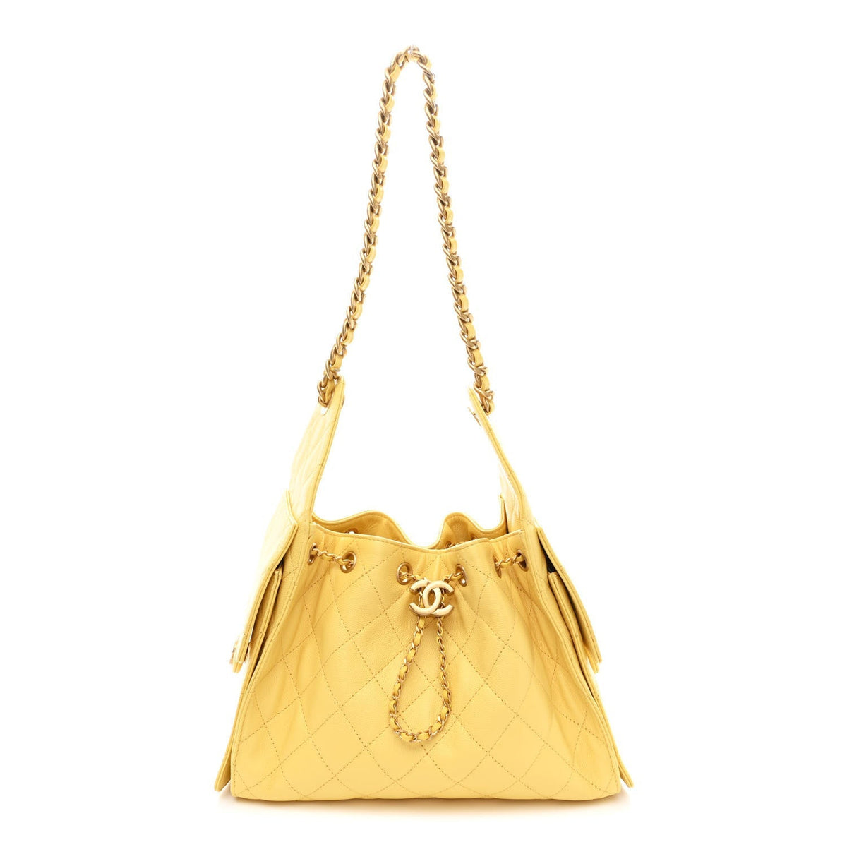 Caviar Quilted Small Chanel 25 Handbag Light Yellow