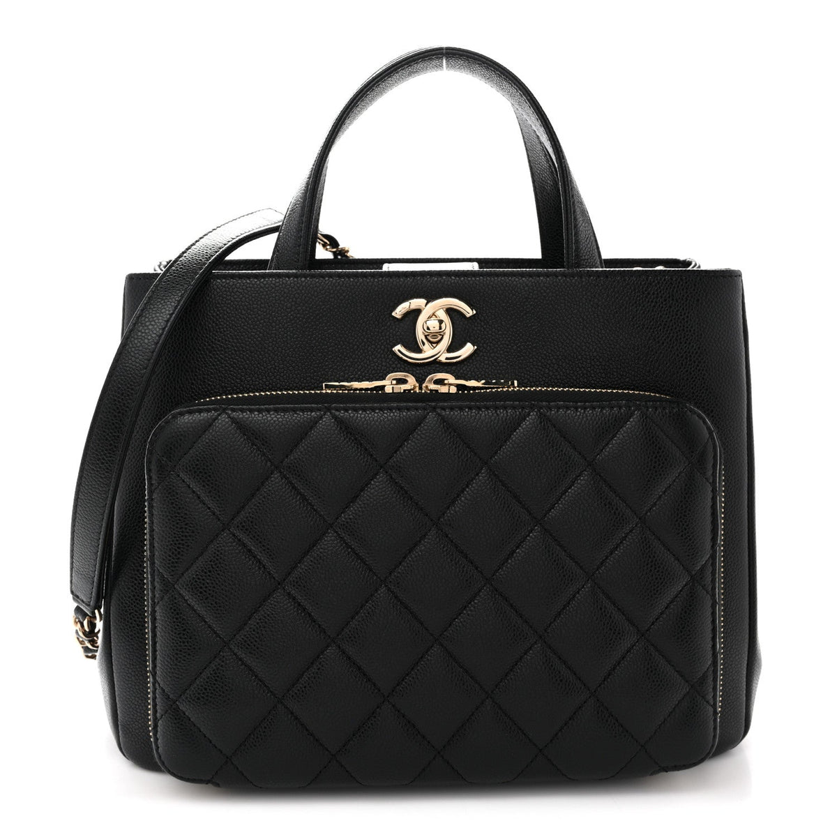 Caviar Quilted Small Business Affinity Shopping Bag Black