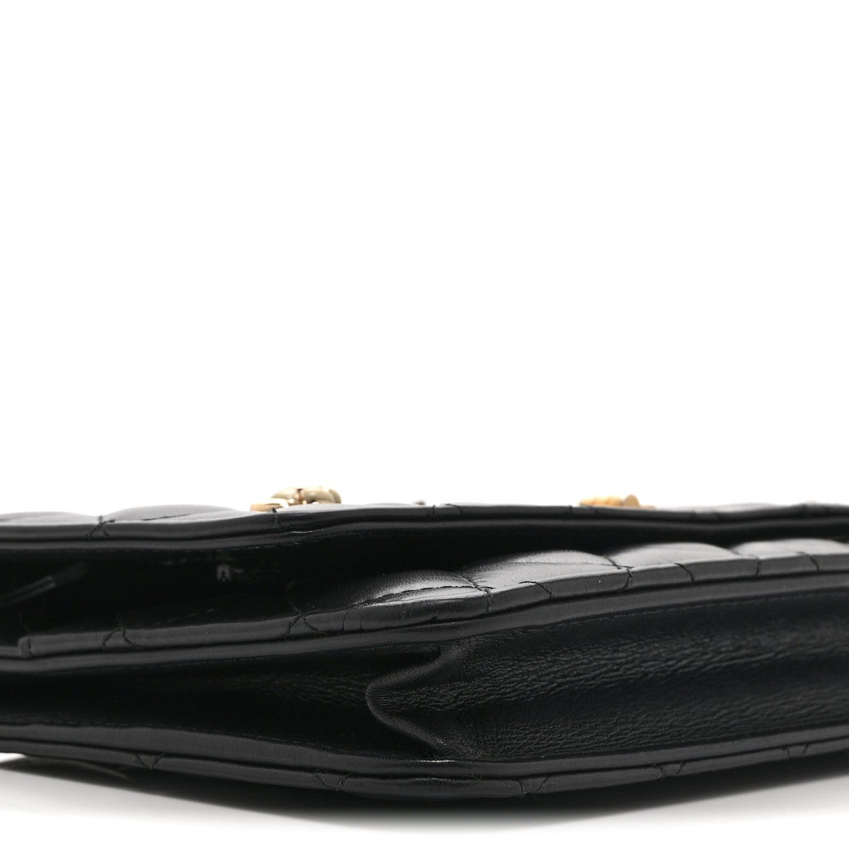 Aged Calfskin Quilted Lucky Charms 2.55 Reissue Wallet On Chain WOC Black