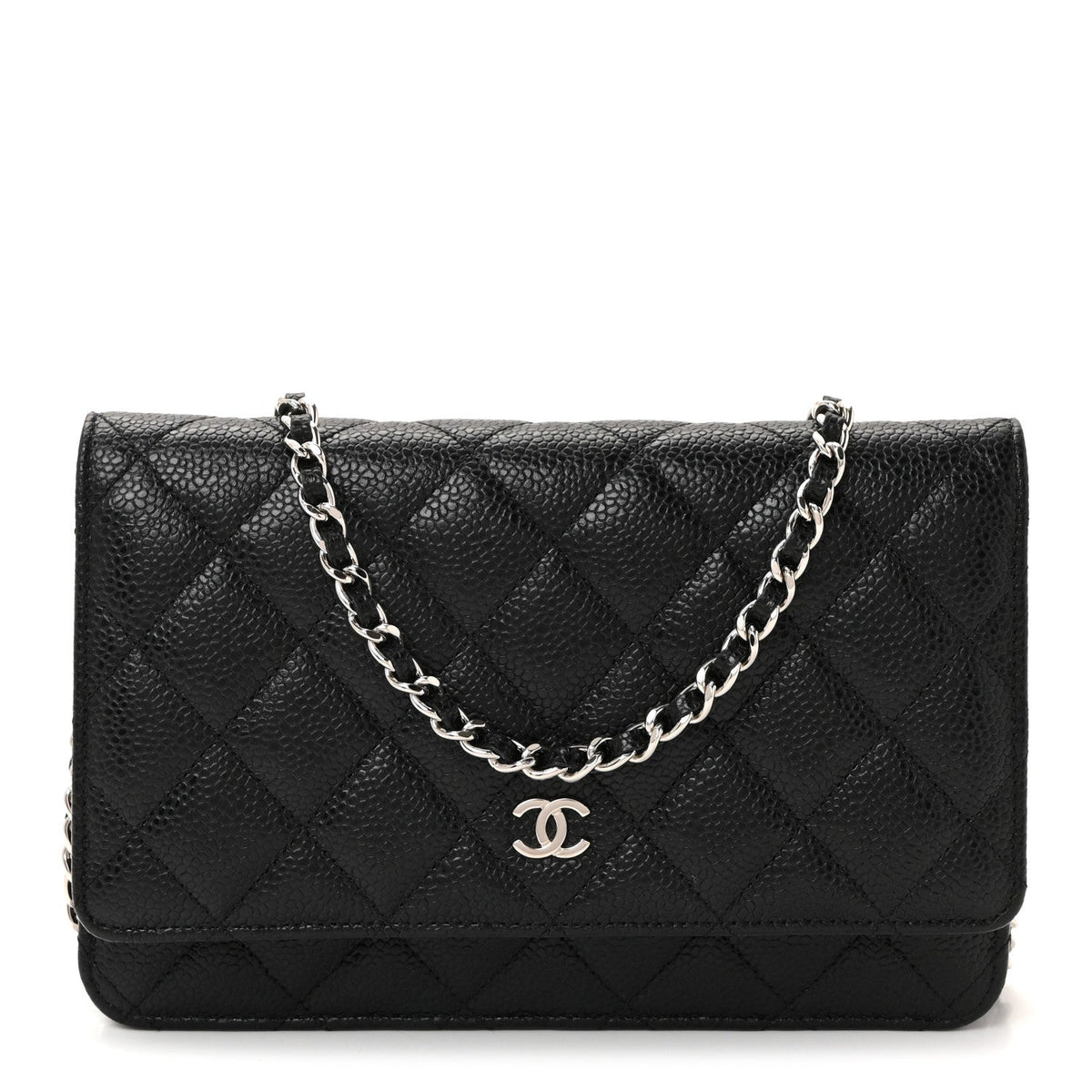 Caviar Quilted Wallet on Chain WOC Black