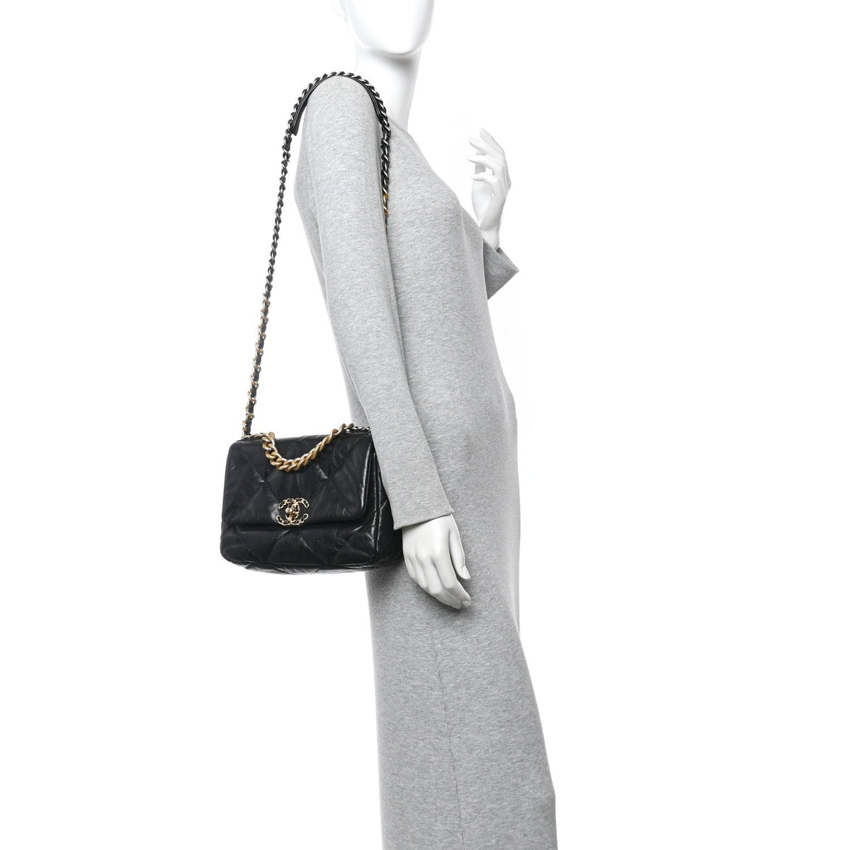 Goatskin Quilted Medium Chanel 19 Flap Black