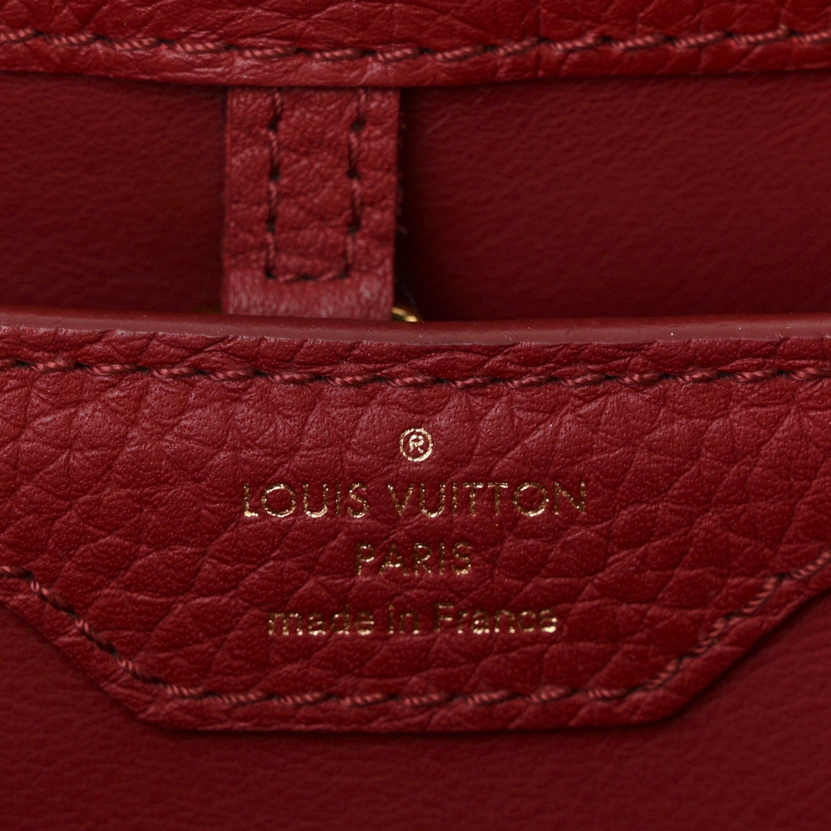 Calfskin Woven Capucines PM Black Red