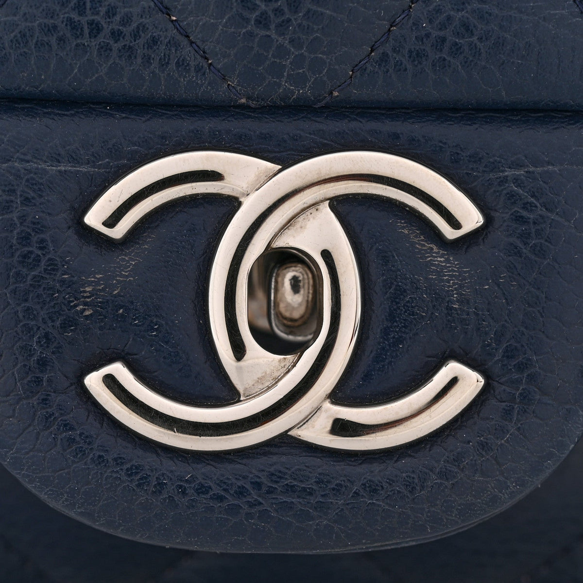 Caviar Quilted Maxi Double Flap Navy Blue
