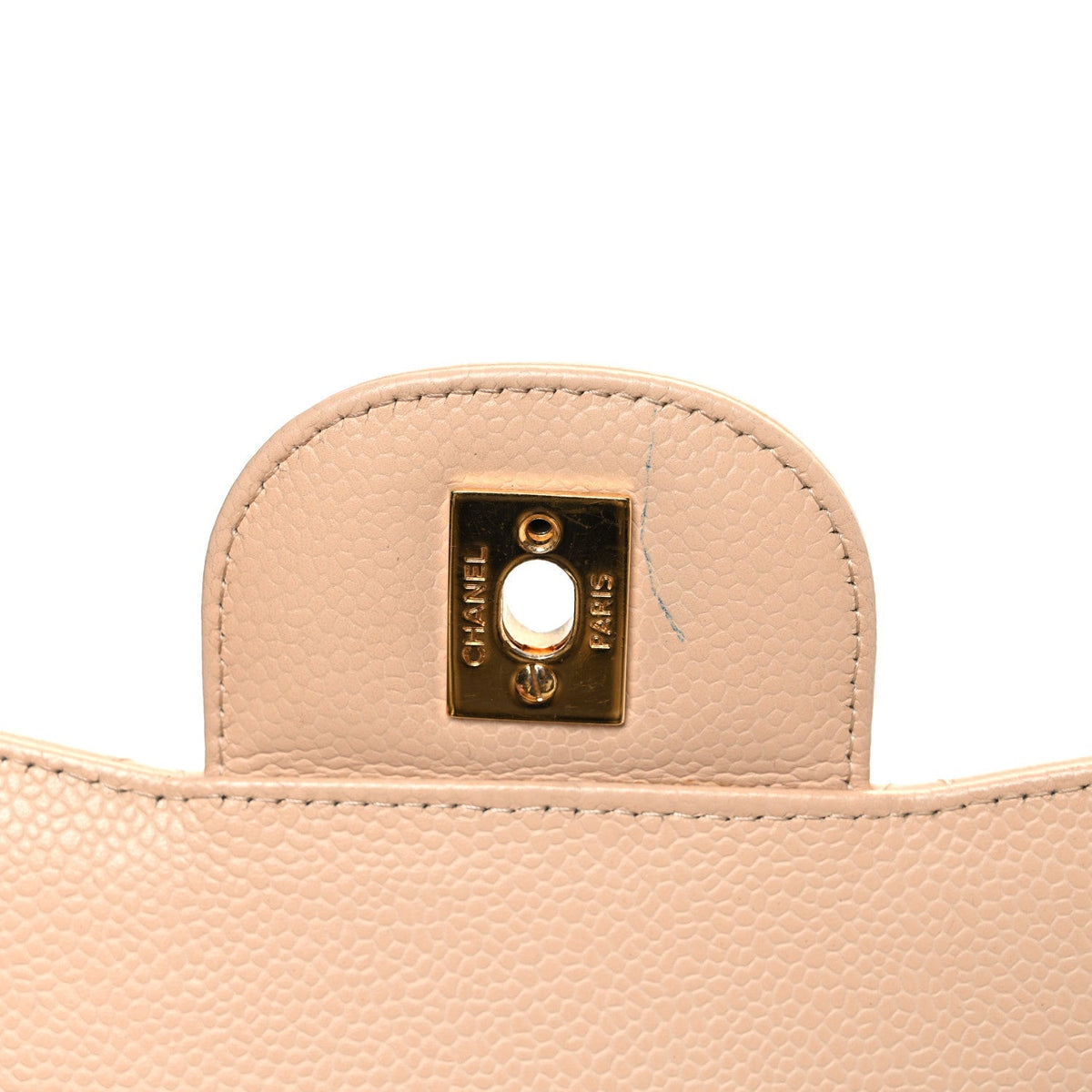 Caviar Quilted Jumbo Double Flap Beige Clair