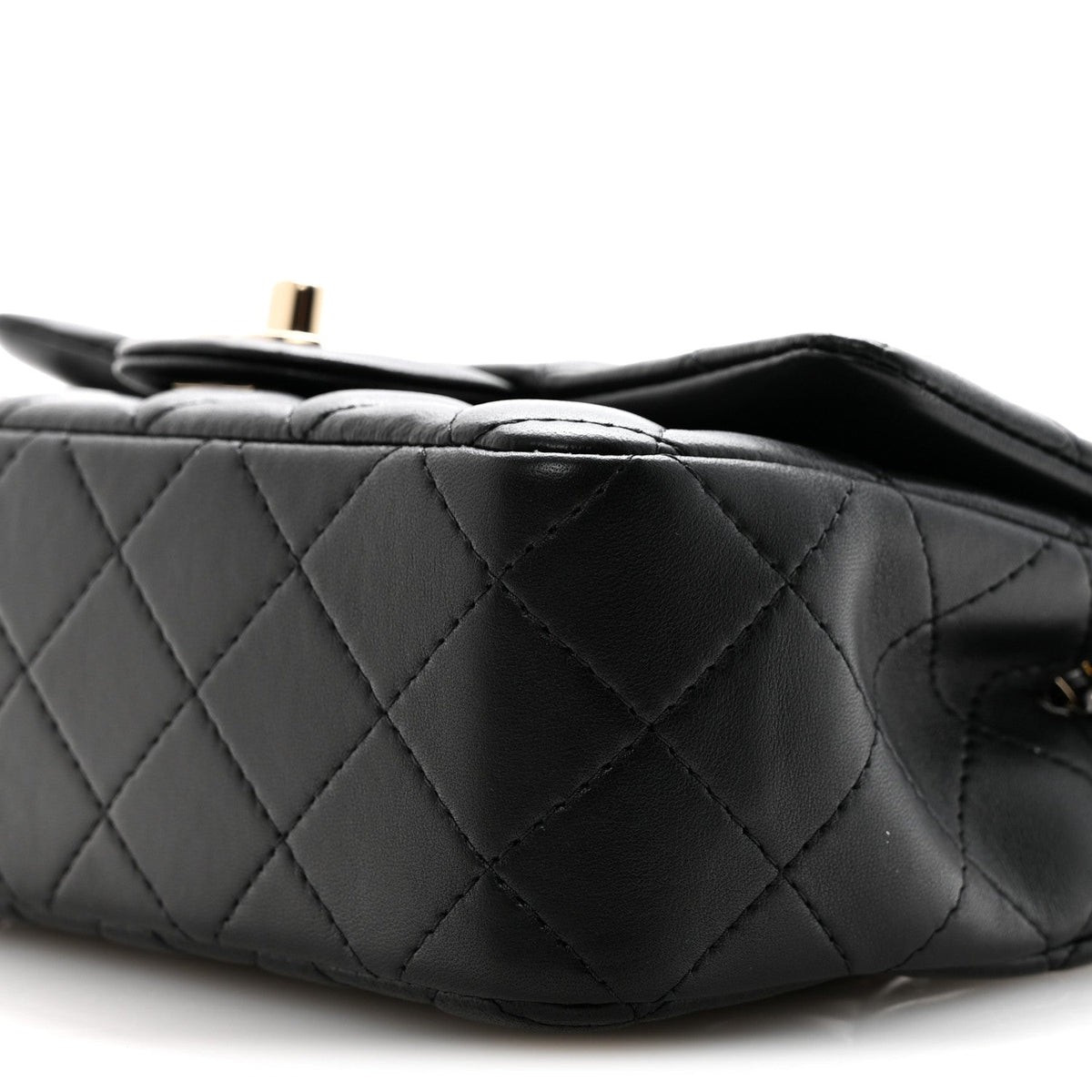 Lambskin Quilted Mini Rectangular Flap Black
