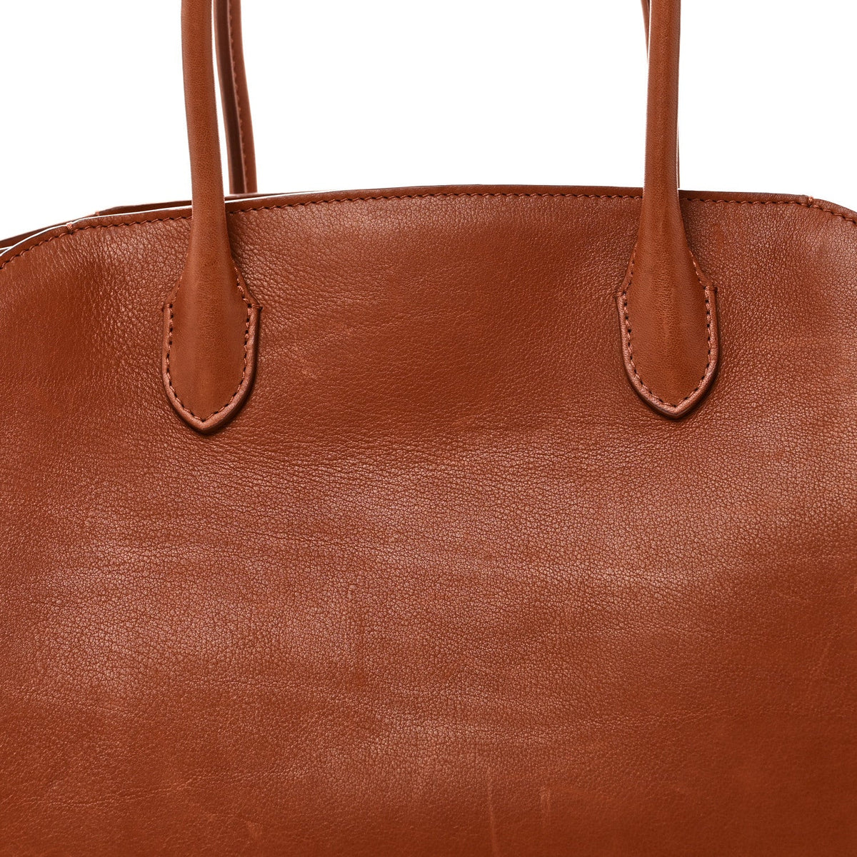 Polished Saddle Calfskin Marlo 12 Tote Bag Acero