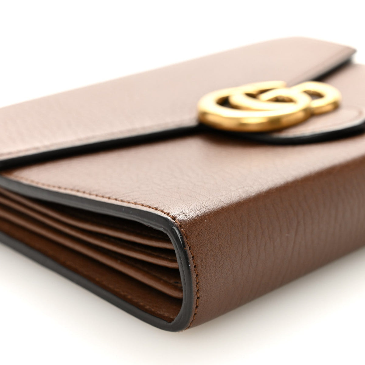Cellarius Calfskin GG Marmont Chain Wallet Nut Brown