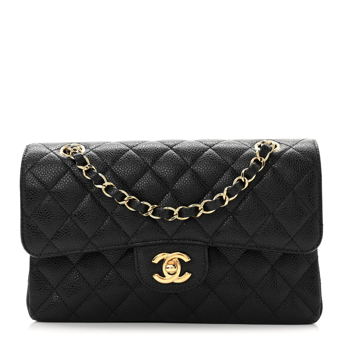 Caviar Quilted Small Double Flap Black
