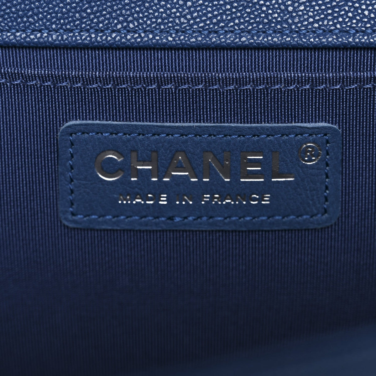 Caviar Quilted Medium Boy Flap Dark Blue