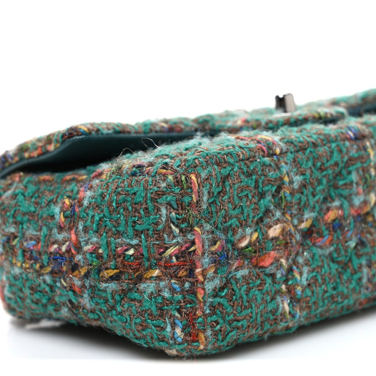 Tweed Quilted Mini Rectangular Flap Green