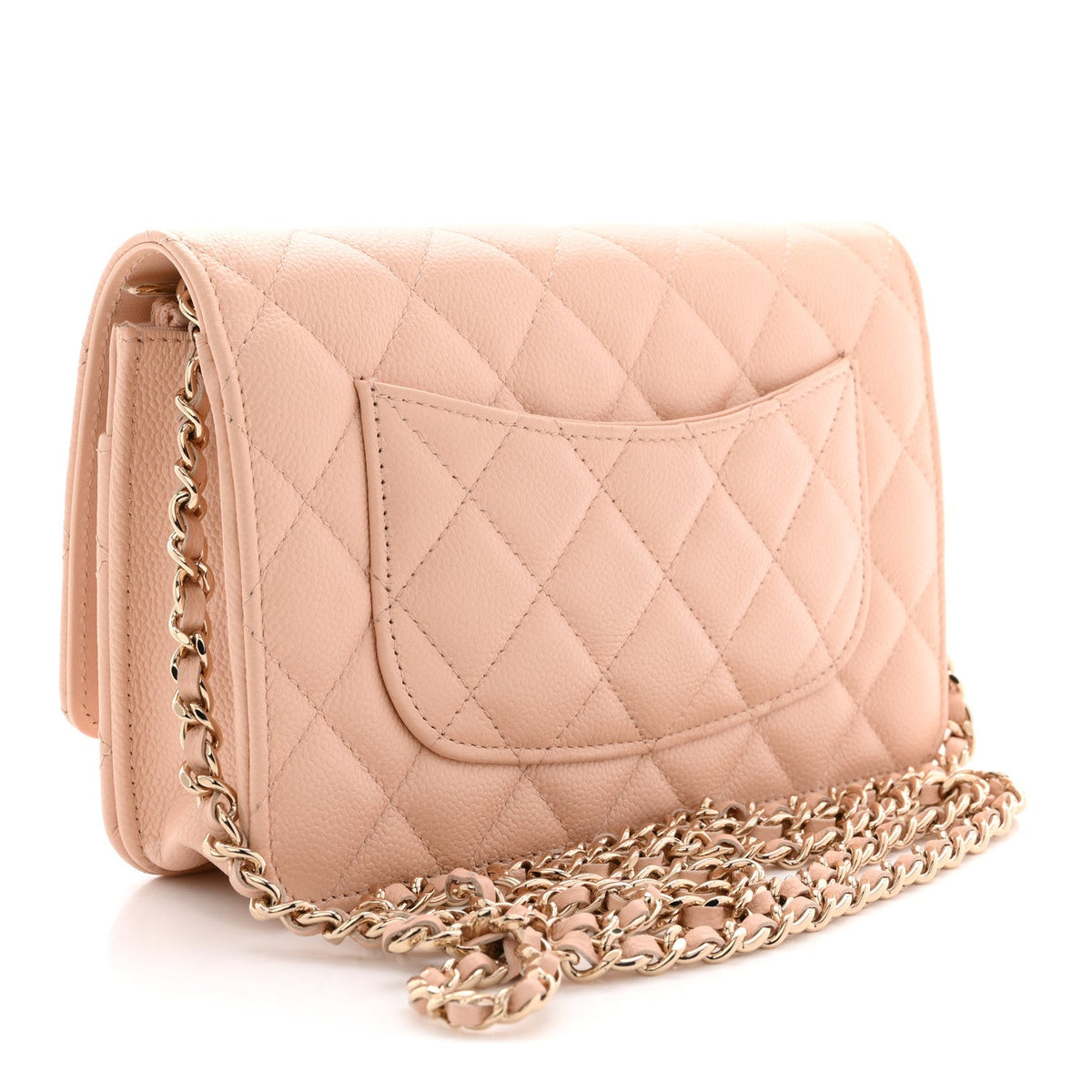 Caviar Quilted CC Turnlock Wallet On Chain WOC Beige