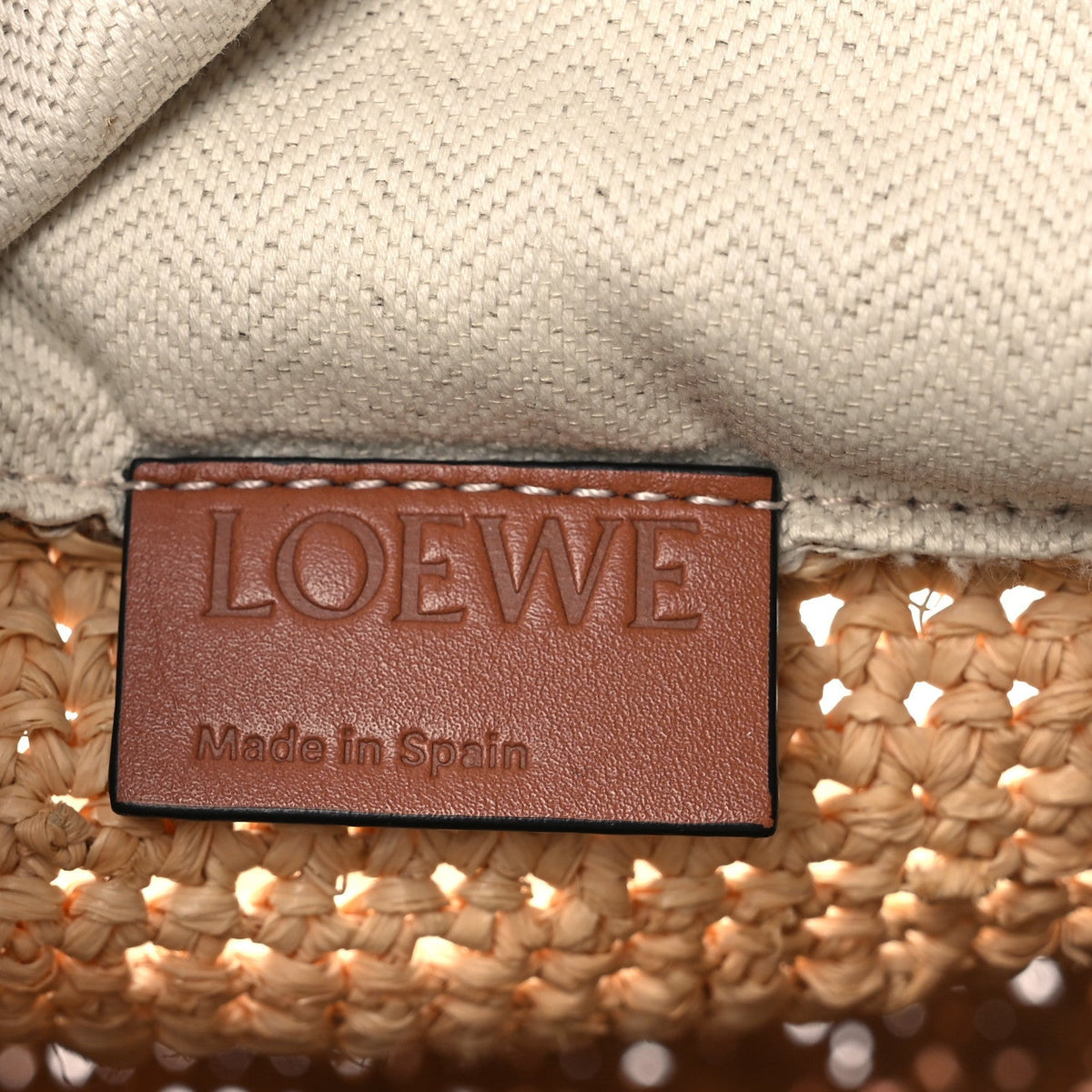 Calfskin Raffia Anagram Paulas Ibiza Pochette Bag Natural Tan