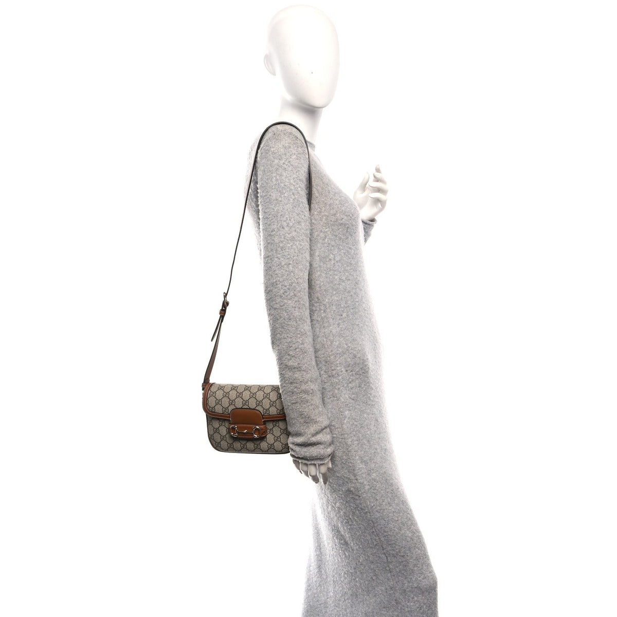 GG Supreme Monogram Duomo Lux Horsebit 1955 Soft Small Shoulder Bag Beige Ebony Sundial