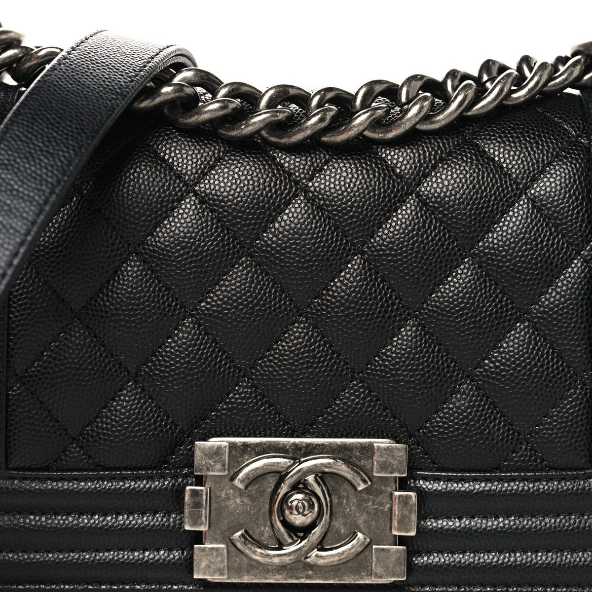 Caviar Quilted Small Boy Flap Black