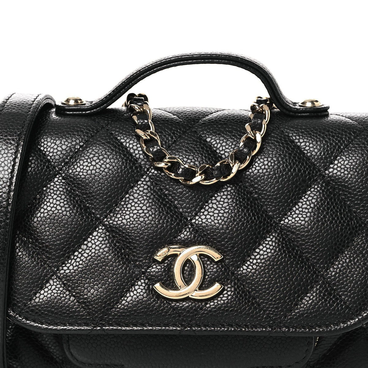 Caviar Quilted Business Affinity Clutch With Chain Black