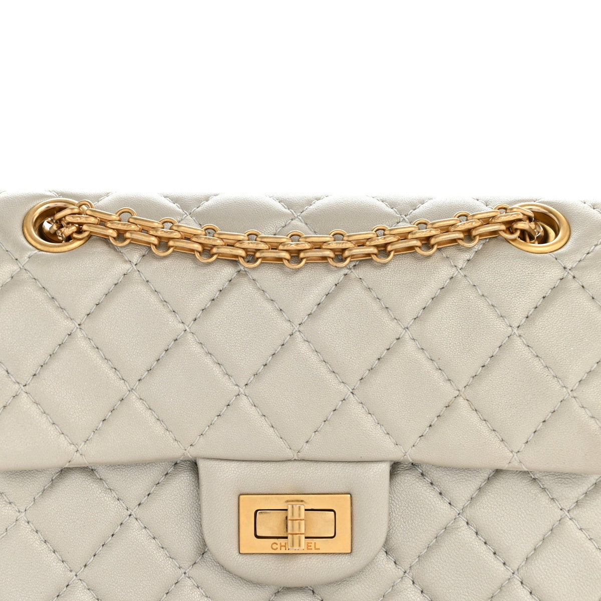 Metallic Goatskin Quilted 2.55 Reissue Mini Flap Silver