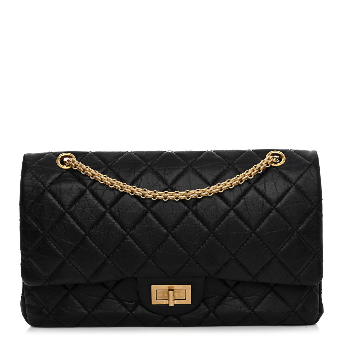 Aged Calfskin Quilted 2.55 Reissue 227 Flap Black