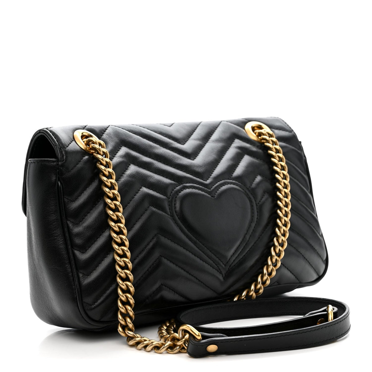 Calfskin Matelasse Small GG Marmont Shoulder Bag Black