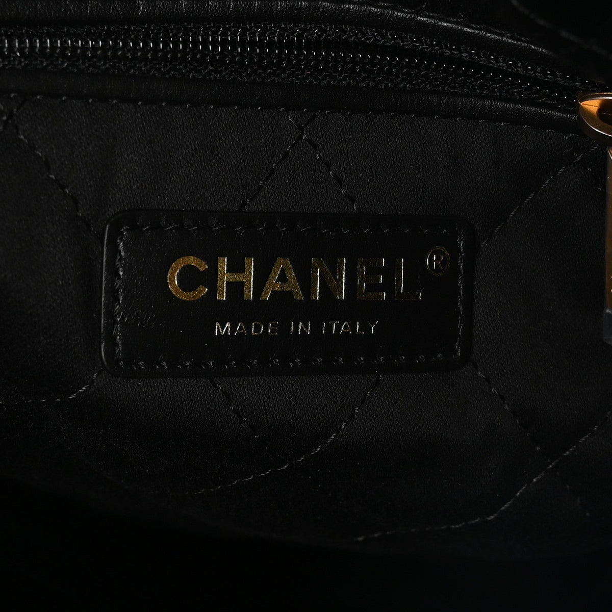 Shiny Calfskin Quilted Chanel 22 Backpack Black