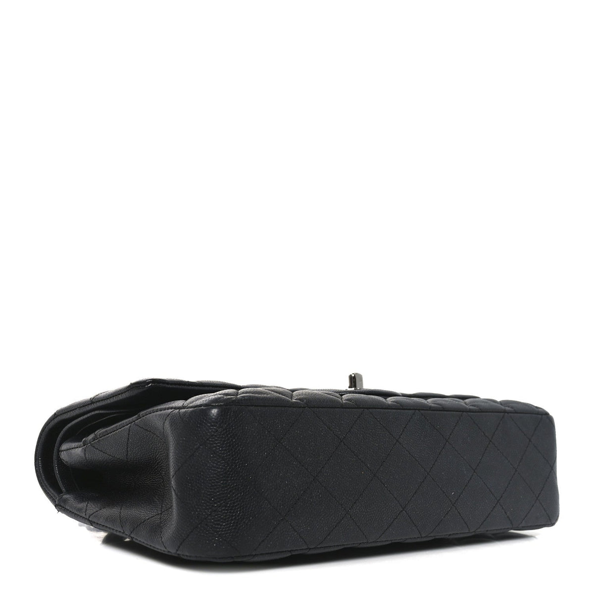 Iridescent Caviar Quilted Medium Double Flap Black